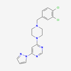 molecular formula C18H18Cl2N6 B12276880 4-{4-[(3,4-dichlorophenyl)methyl]piperazin-1-yl}-6-(1H-pyrazol-1-yl)pyrimidine 