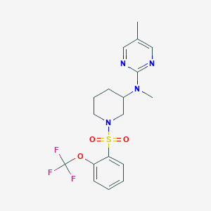 molecular formula C18H21F3N4O3S B12276891 N,5-dimethyl-N-{1-[2-(trifluoromethoxy)benzenesulfonyl]piperidin-3-yl}pyrimidin-2-amine 