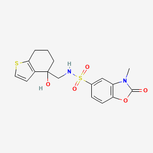 molecular formula C17H18N2O5S2 B12276915 N-[(4-hydroxy-4,5,6,7-tetrahydro-1-benzothiophen-4-yl)methyl]-3-methyl-2-oxo-2,3-dihydro-1,3-benzoxazole-5-sulfonamide 