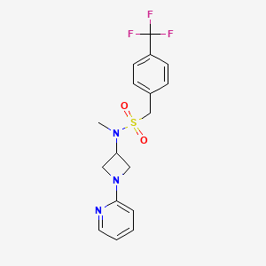 molecular formula C17H18F3N3O2S B12276967 N-methyl-N-[1-(pyridin-2-yl)azetidin-3-yl]-1-[4-(trifluoromethyl)phenyl]methanesulfonamide 