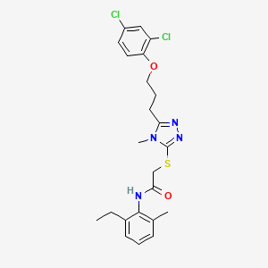molecular formula C23H26Cl2N4O2S B1227698 2-[[5-[3-(2,4-dichlorophenoxy)propyl]-4-methyl-1,2,4-triazol-3-yl]thio]-N-(2-ethyl-6-methylphenyl)acetamide 