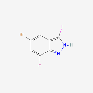 molecular formula C7H3BrFIN2 B12276980 5-bromo-7-fluoro-3-iodo-1H-indazole CAS No. 1352398-23-2