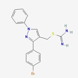 molecular formula C17H15BrN4S B1227700 Carbamimidothioic acid [3-(4-bromophenyl)-1-phenyl-4-pyrazolyl]methyl ester 
