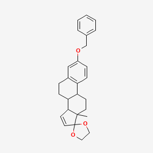 molecular formula C27H30O3 B12277009 13'-methyl-3'-phenylmethoxyspiro[1,3-dioxolane-2,17'-7,8,9,11,12,14-hexahydro-6H-cyclopenta[a]phenanthrene] 