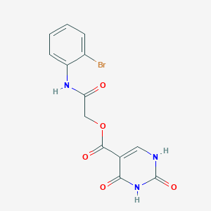molecular formula C13H10BrN3O5 B1227710 2,4-dioxo-1H-pyrimidine-5-carboxylic acid [2-(2-bromoanilino)-2-oxoethyl] ester 