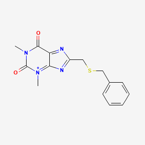 molecular formula C15H15N4O2S+ B12277121 8-(Benzylsulfanylmethyl)-1,3-dimethylpurin-3-ium-2,6-dione 