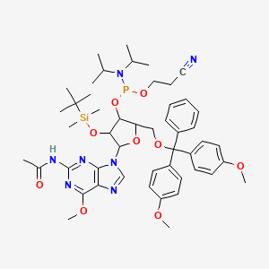 N-[9-[5-[[bis(4-methoxyphenyl)-phenylmethoxy]methyl]-3-[tert-butyl(dimethyl)silyl]oxy-4-[2-cyanoethoxy-[di(propan-2-yl)amino]phosphanyl]oxyoxolan-2-yl]-6-methoxypurin-2-yl]acetamide