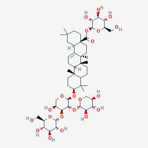 molecular formula C52H84O21 B122772 [(2S,3R,4S,5S,6R)-3,4,5-三羟基-6-(羟甲基)氧杂环-2-基] (4aS,6aR,6aS,6bR,8aR,10S,12aR,14bS)-10-[(2S,3R,4S,5S)-5-羟基-4-[(2S,3R,4S,5S,6R)-3,4,5-三羟基-6-(羟甲基)氧杂环-2-基]氧基-3-[(2S,3R,4S,5R)-3,4,5-三羟基氧杂环-2-基]氧基氧杂环-2-基]氧基-2,2,6a,6b,9,9,12a-七甲基-1,3,4,5,6,6a,7,8,8a,10,11,12,13,14b-十四氢蒈-4a-羧酸盐 CAS No. 144118-18-3