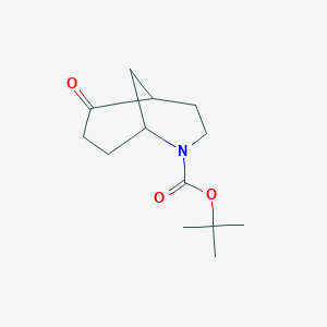 molecular formula C13H21NO3 B12277217 2-Azabicyclo[3.3.1]nonane-2-carboxylic acid, 6-oxo-, 1,1-dimethylethyl ester 