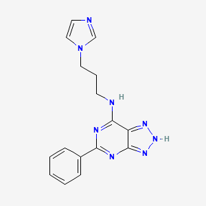 molecular formula C16H16N8 B12277244 N-[3-(1-Imidazolyl)propyl]-5-phenyl-1H-[1,2,3]triazolo[4,5-d]pyrimidin-7-amine 