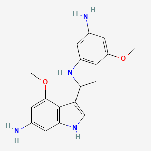 molecular formula C18H20N4O2 B12277260 3-(2'-6-Amino-4-methoxy-indoline)-6-amino-4-methoxy-indole CAS No. 1227270-46-3