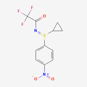 molecular formula C11H9F3N2O3S B12277301 N-[cyclopropyl(4-nitrophenyl)-lambda4-sulphanylidene]-2,2,2-trifluoroacetamide 