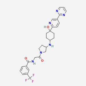 molecular formula C29H31F3N6O3 B12277334 Benzamide, N-[2-[(3S)-3-[[4-hydroxy-4-[5-(2-pyrimidinyl)-2-pyridinyl]cyclohexyl]amino]-1-pyrrolidinyl]-2-oxoethyl]-3-(trifluoromethyl)- 