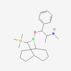 molecular formula C22H38BNOSi B12277357 (-)-9-(1R,2R-Pseudoephedrinyl)-(10S)-(trimethylsilyl)-9-borabicyclo[3.3.2]decane CAS No. 856676-11-4