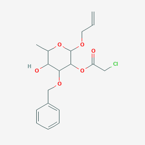 molecular formula C18H23ClO6 B12277425 (5-Hydroxy-6-methyl-4-phenylmethoxy-2-prop-2-enoxyoxan-3-yl) 2-chloroacetate 