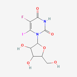 molecular formula C9H10FIN2O6 B12277544 1-[(2R,3R,4S,5R)-3,4-dihydroxy-5-(hydroxymethyl)oxolan-2-yl]-5-fluoro-6-iodo-1,2,3,4-tetrahydropyrimidine-2,4-dione 