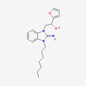 molecular formula C20H27N3O2 B1227755 1-(2-Furanyl)-2-(3-heptyl-2-imino-1-benzimidazolyl)ethanol 