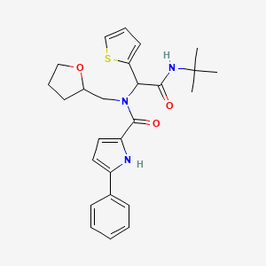 N-[2-(tert-butylamino)-2-oxo-1-thiophen-2-ylethyl]-N-(2-oxolanylmethyl)-5-phenyl-1H-pyrrole-2-carboxamide