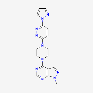 molecular formula C17H18N10 B12277583 3-(4-{1-methyl-1H-pyrazolo[3,4-d]pyrimidin-4-yl}piperazin-1-yl)-6-(1H-pyrazol-1-yl)pyridazine 