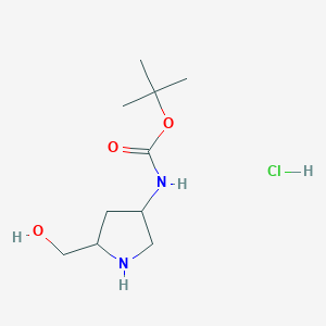 molecular formula C10H21ClN2O3 B12277607 tert-Butyl (cis-5-(hydroxymethyl)pyrrolidin-3-yl)carbamate hydrochloride 