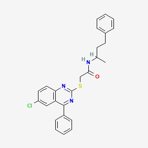 molecular formula C26H24ClN3OS B12277639 2-[(6-Chloro-4-phenylquinazolin-2-YL)sulfanyl]-N-(4-phenylbutan-2-YL)acetamide 