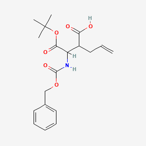 molecular formula C19H25NO6 B12277690 2-[2-[(2-methylpropan-2-yl)oxy]-2-oxo-1-(phenylmethoxycarbonylamino)ethyl]pent-4-enoic acid 