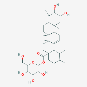 molecular formula C36H58O9 B12277826 [3,4,5-trihydroxy-6-(hydroxymethyl)oxan-2-yl] 10,11-dihydroxy-1,2,6a,6b,9,9,12a-heptamethyl-2,3,4,5,6,6a,7,8,8a,10,11,12,13,14b-tetradecahydro-1H-picene-4a-carboxylate 