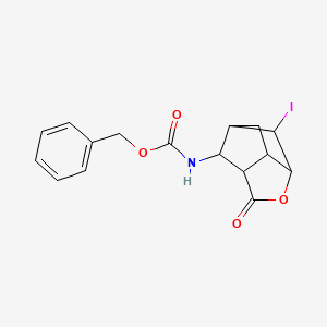 molecular formula C16H16INO4 B12277918 benzyl N-{2-iodo-5-oxo-4-oxatricyclo[4.2.1.0,3,7]nonan-9-yl}carbamate 