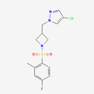 4-chloro-1-{[1-(4-fluoro-2-methylbenzenesulfonyl)azetidin-3-yl]methyl}-1H-pyrazole