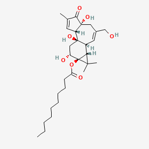 molecular formula C29H44O7 B12277939 Decanoic acid,(1aR,1bS,4aR,7aS,7bR,9R,9aS)-1,1a,1b,4,4a,5,7a,7b,8,9-decahydro-4a,7b,9-trihydroxy-3-(hydroxymethyl)-1,1,6-trimethyl-5-oxo-9aH-cyclopropa[3,4]benz[1,2-e]azulen-9a-ylester CAS No. 76423-69-3