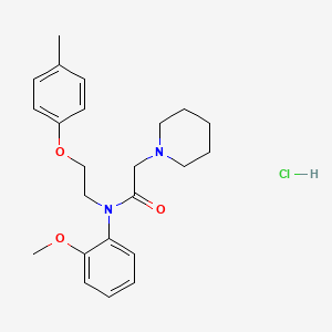 molecular formula C23H31ClN2O3 B1227796 1-Piperidineacetamide, N-(o-methoxyphenyl)-N-(2-(p-tolyloxy)ethyl)-, hydrochloride CAS No. 55566-01-3