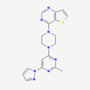 2-methyl-4-(1H-pyrazol-1-yl)-6-(4-{thieno[3,2-d]pyrimidin-4-yl}piperazin-1-yl)pyrimidine