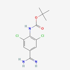 molecular formula C12H15Cl2N3O2 B12278054 Tert-butyl (4-carbamimidoyl-2,6-dichlorophenyl)carbamate 