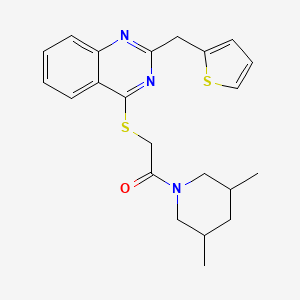 molecular formula C22H25N3OS2 B1227809 1-(3,5-Dimethyl-1-piperidinyl)-2-[[2-(thiophen-2-ylmethyl)-4-quinazolinyl]thio]ethanone 