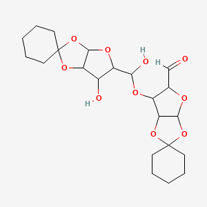 molecular formula C22H32O10 B12278098 6-[Hydroxy-(6-hydroxyspiro[3a,5,6,6a-tetrahydrofuro[2,3-d][1,3]dioxole-2,1'-cyclohexane]-5-yl)methoxy]spiro[3a,5,6,6a-tetrahydrofuro[2,3-d][1,3]dioxole-2,1'-cyclohexane]-5-carbaldehyde 