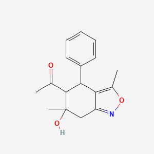 molecular formula C17H19NO3 B1227818 1-(6-hydroxy-3,6-dimethyl-4-phenyl-5,7-dihydro-4H-2,1-benzoxazol-5-yl)ethanone 