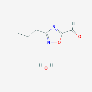 molecular formula C6H10N2O3 B12278209 3-Propyl-[1,2,4]oxadiazole-5-carbaldehyde hydrate 