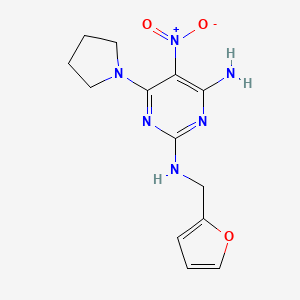 molecular formula C13H16N6O3 B1227824 N2-(2-furanylmethyl)-5-nitro-6-(1-pyrrolidinyl)pyrimidine-2,4-diamine 