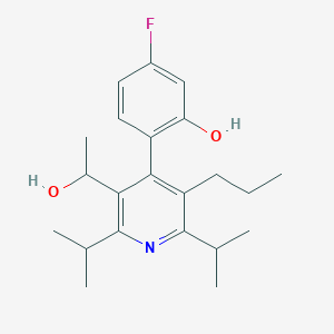 molecular formula C22H30FNO2 B12278250 3-Pyridinemethanol, 4-(4-fluoro-2-hydroxyphenyl)-a-methyl-2,6-bis(1-methylethyl)-5-propyl-, (aR)- CAS No. 202917-18-8