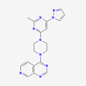 molecular formula C19H19N9 B12278310 2-methyl-4-(1H-pyrazol-1-yl)-6-(4-{pyrido[3,4-d]pyrimidin-4-yl}piperazin-1-yl)pyrimidine 