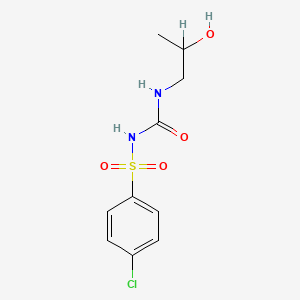 molecular formula C10H13ClN2O4S B1227839 Benzenesulfonamide, 4-chloro-N-(((2-hydroxypropyl)amino)carbonyl)- CAS No. 36892-36-1