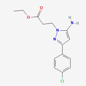 molecular formula C14H16ClN3O2 B1227849 3-[5-Amino-3-(4-chlorophenyl)-1-pyrazolyl]propanoic acid ethyl ester 