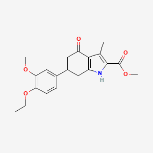 molecular formula C20H23NO5 B1227851 6-(4-Ethoxy-3-methoxyphenyl)-3-methyl-4-oxo-1,5,6,7-tetrahydroindole-2-carboxylic acid methyl ester 