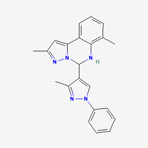 molecular formula C22H21N5 B1227853 2,7-Dimethyl-5-(3-methyl-1-phenyl-4-pyrazolyl)-3,5-dihydropyrazolo[1,5-c]quinazoline 