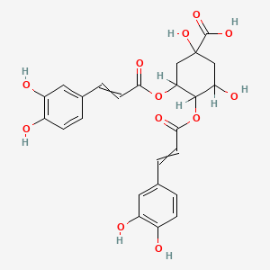 molecular formula C25H24O12 B1227857 3,4-Bis[3-(3,4-dihydroxyphenyl)prop-2-enoyloxy]-1,5-dihydroxycyclohexane-1-carboxylic acid 