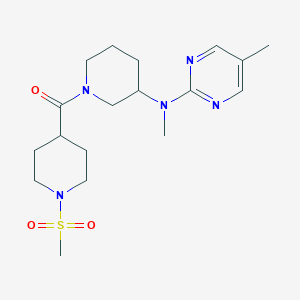 molecular formula C18H29N5O3S B12278572 N-[1-(1-methanesulfonylpiperidine-4-carbonyl)piperidin-3-yl]-N,5-dimethylpyrimidin-2-amine 