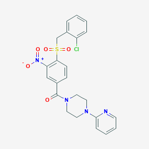 molecular formula C23H21ClN4O5S B1227861 [4-[(2-Chlorophenyl)methylsulfonyl]-3-nitrophenyl]-[4-(2-pyridinyl)-1-piperazinyl]methanone 