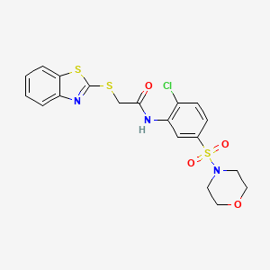 molecular formula C19H18ClN3O4S3 B1227864 2-(1,3-benzothiazol-2-ylthio)-N-[2-chloro-5-(4-morpholinylsulfonyl)phenyl]acetamide 