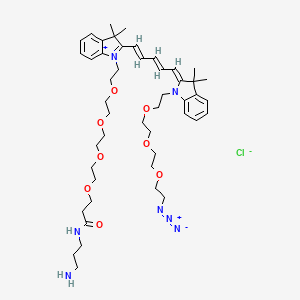 molecular formula C47H70ClN7O8 B12278648 N-(3-aminopropyl)-3-[2-[2-[2-[2-[2-[(1E,3E,5Z)-5-[1-[2-[2-[2-(2-azidoethoxy)ethoxy]ethoxy]ethyl]-3,3-dimethylindol-2-ylidene]penta-1,3-dienyl]-3,3-dimethylindol-1-ium-1-yl]ethoxy]ethoxy]ethoxy]ethoxy]propanamide;chloride 