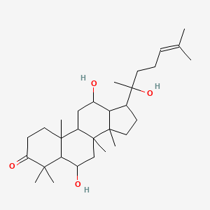 molecular formula C30H50O4 B12278692 6,12-Dihydroxy-17-(2-hydroxy-6-methylhept-5-en-2-yl)-4,4,8,10,14-pentamethyl-1,2,5,6,7,9,11,12,13,15,16,17-dodecahydrocyclopenta[a]phenanthren-3-one 